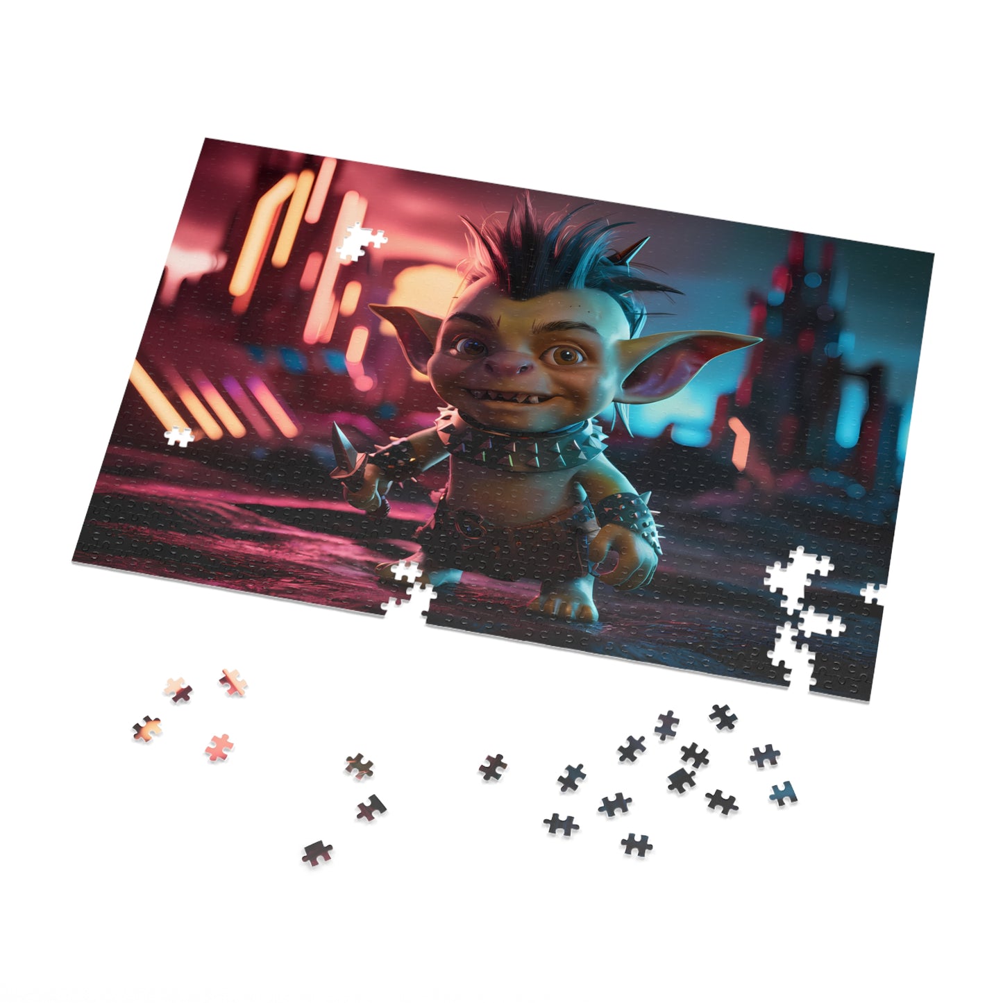 Goblin Punk in Neon Wasteland - Jigsaw Puzzle (30, 110, 252, 500,1000-Piece)