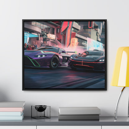 Neon Drift Showdown - Gallery Canvas Wraps, Horizontal Frame