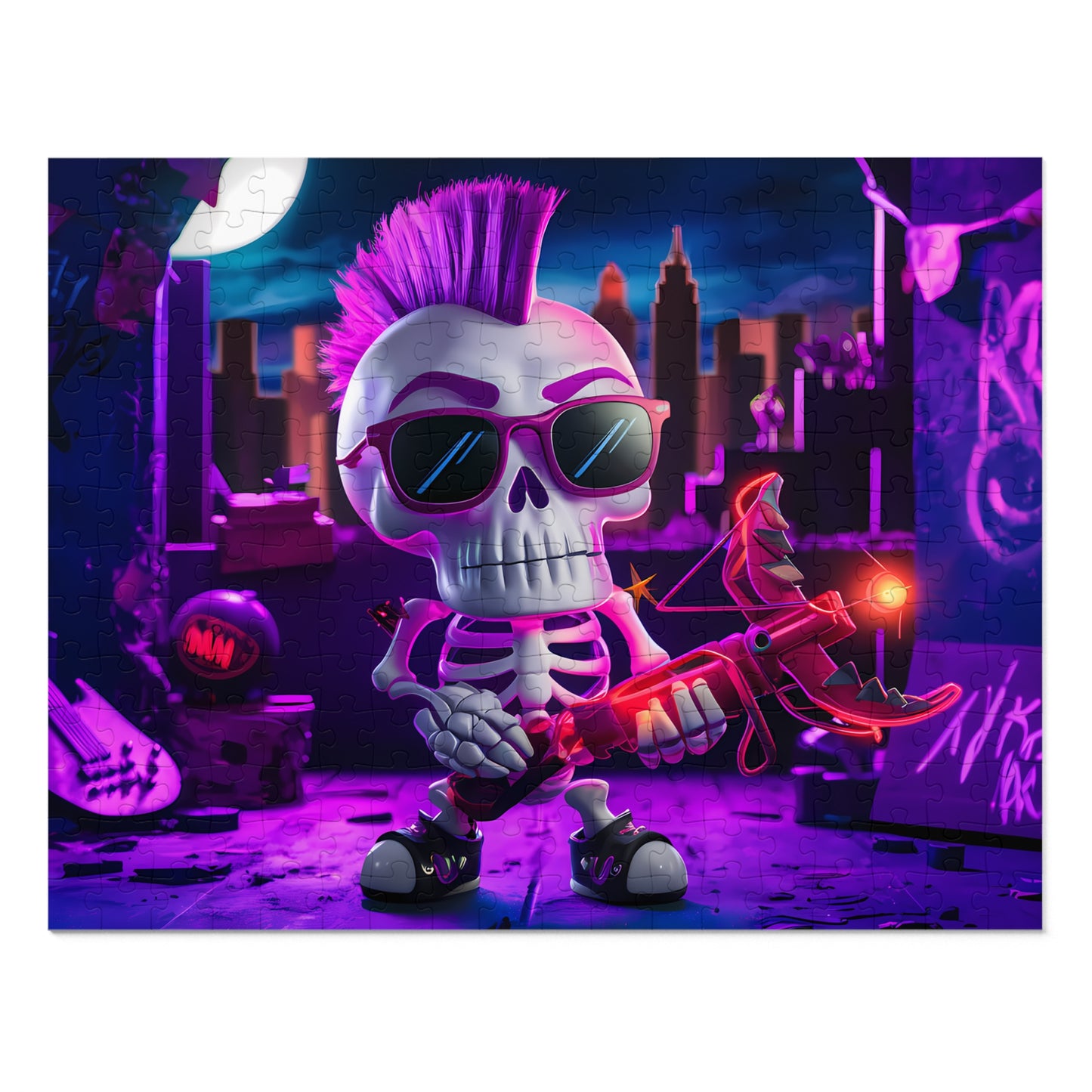 Punk Skull Archer in Neon City - Jigsaw Puzzle (30, 110, 252, 500,1000-Piece)