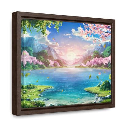 Serene Sunrise Over Blossoming Lake - Gallery Canvas Wraps, Horizontal Frame