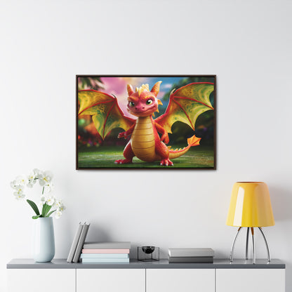 "Playful Baby Dragon in a Magical Forest" - Gallery Canvas Wraps, Horizontal Frame