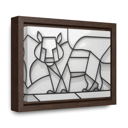 Geometric Rhino in Monochrome - Gallery Canvas Wraps, Horizontal Frame