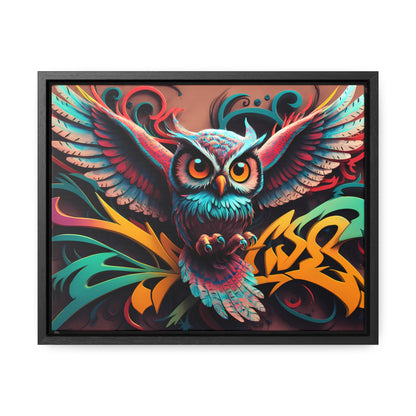 Vibrant Owl Symphony - Gallery Canvas Wraps, Horizontal Frame