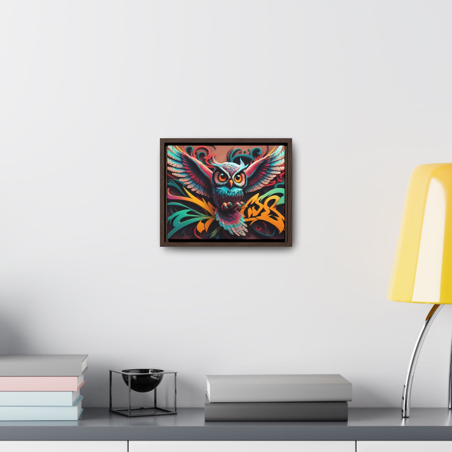 Vibrant Owl Symphony - Gallery Canvas Wraps, Horizontal Frame