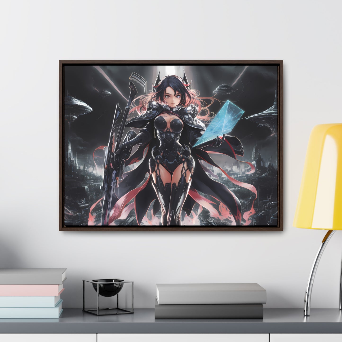 The Sentinel of Neon Skies - Gallery Canvas Wraps, Horizontal Frame