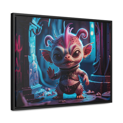 "Punk Goblin in Neon Alley" - Gallery Canvas Wraps, Horizontal Frame