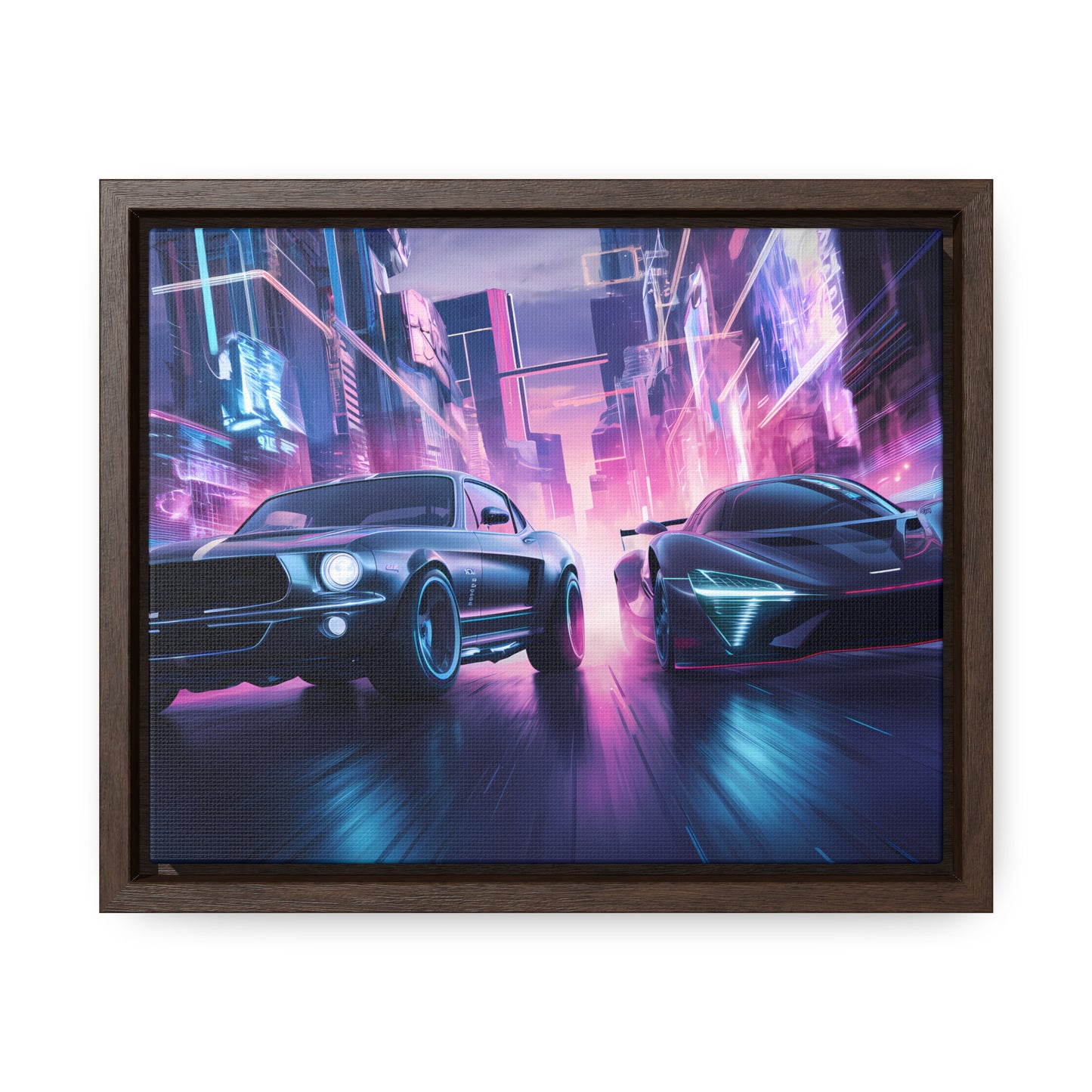 Neon Speed Duel - Gallery Canvas Wraps, Horizontal Frame