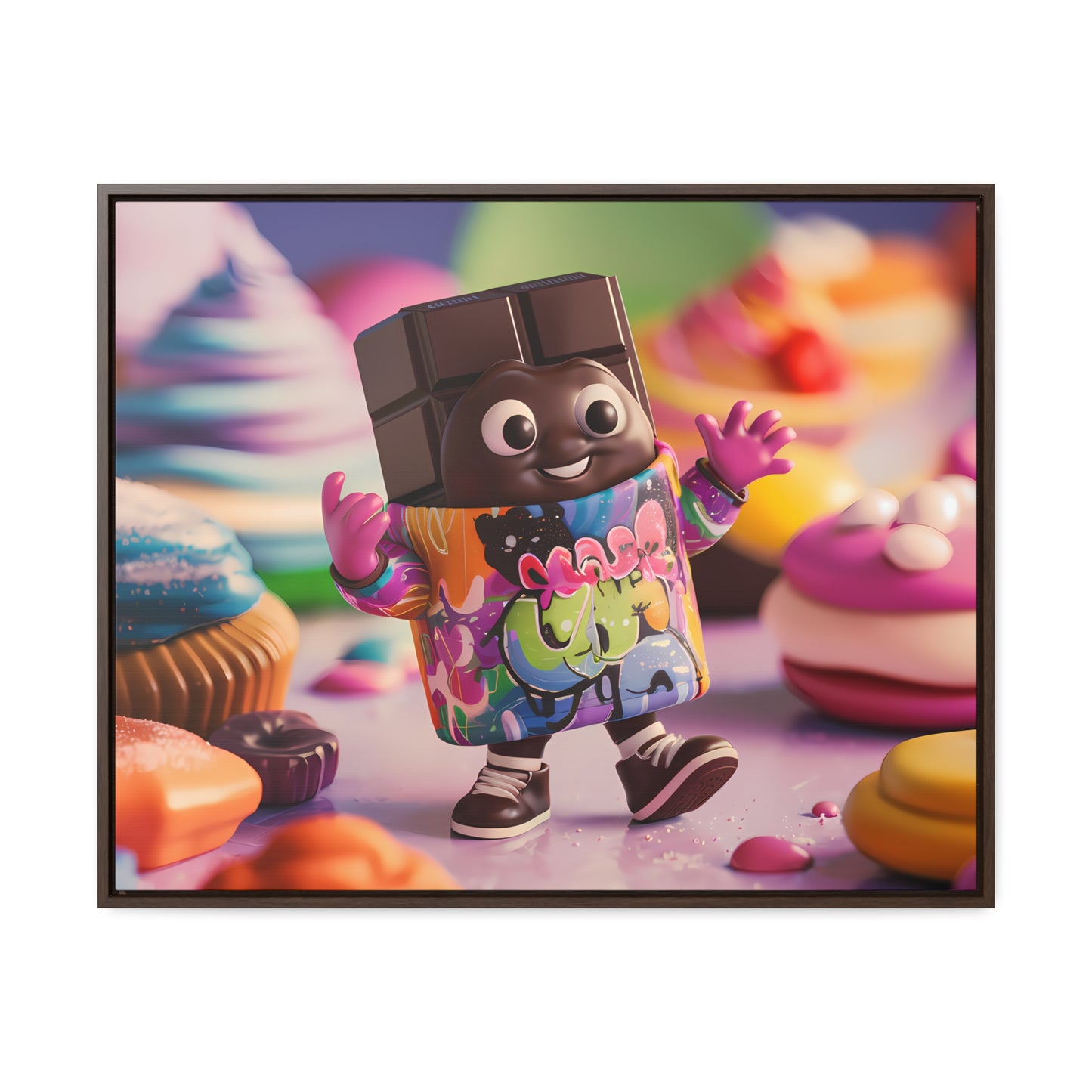 "Choco-Buddy's Sweet Adventure" - Gallery Canvas Wraps, Horizontal Frame