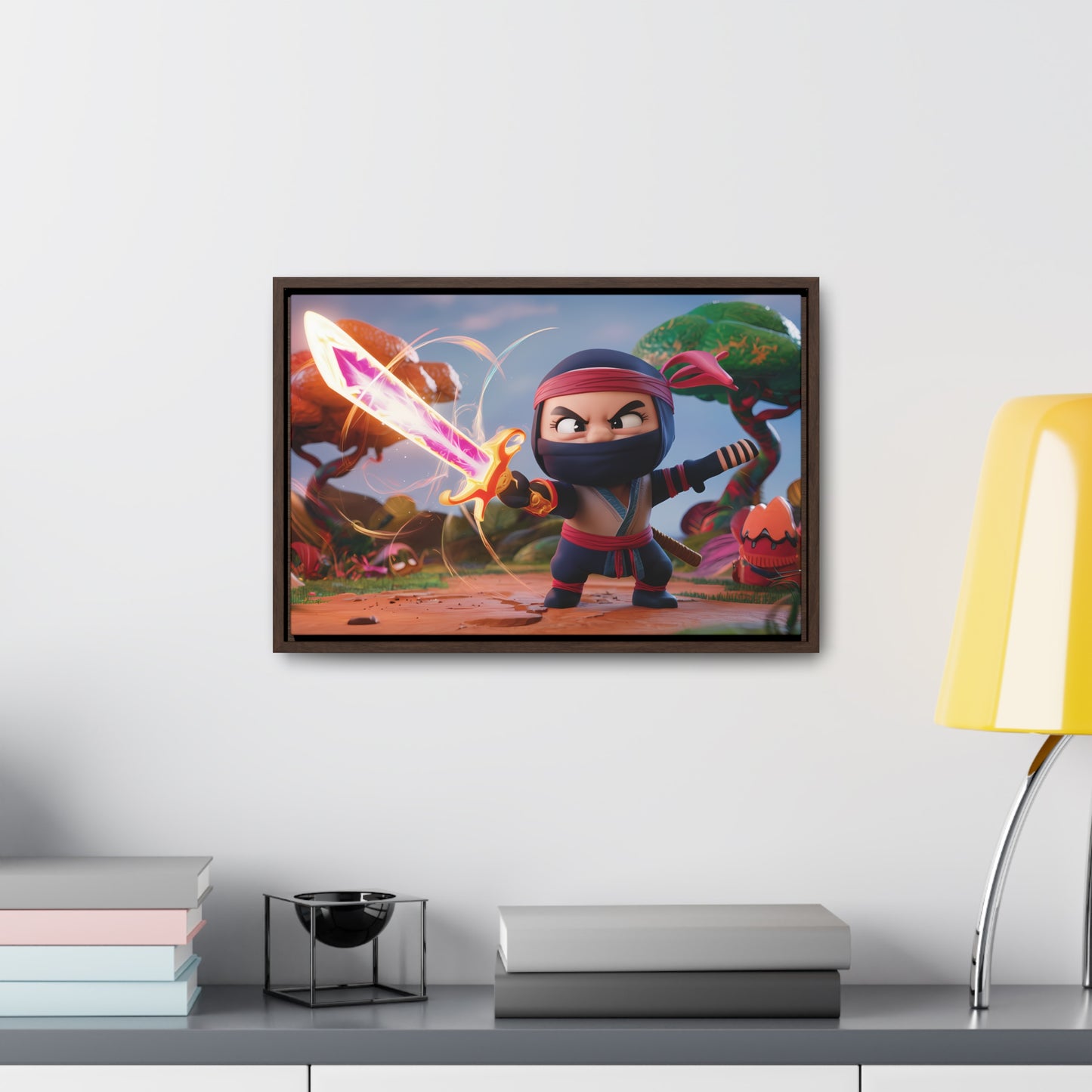 Ninja's Radiant Blade Adventure - Gallery Canvas Wraps, Horizontal Frame