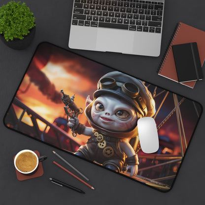 Cute Steampunk Alien Gunner - Desk Mat