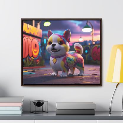 "Graffiti Pup in Neon Alley" - Gallery Canvas Wraps, Horizontal Frame