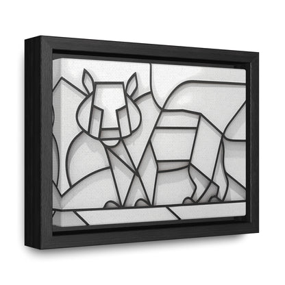 Geometric Rhino in Monochrome - Gallery Canvas Wraps, Horizontal Frame