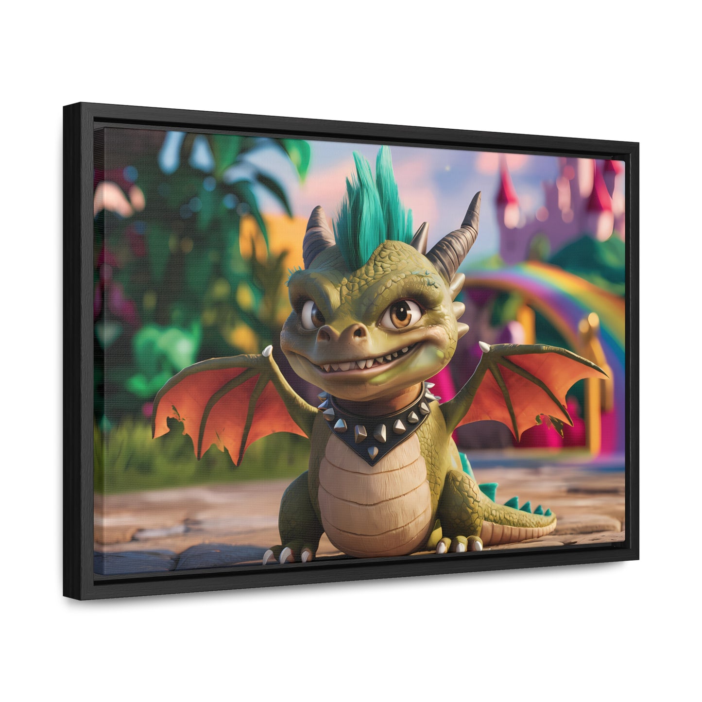 "Spike the Mischievous Baby Dragon" - Gallery Canvas Wraps, Horizontal Frame