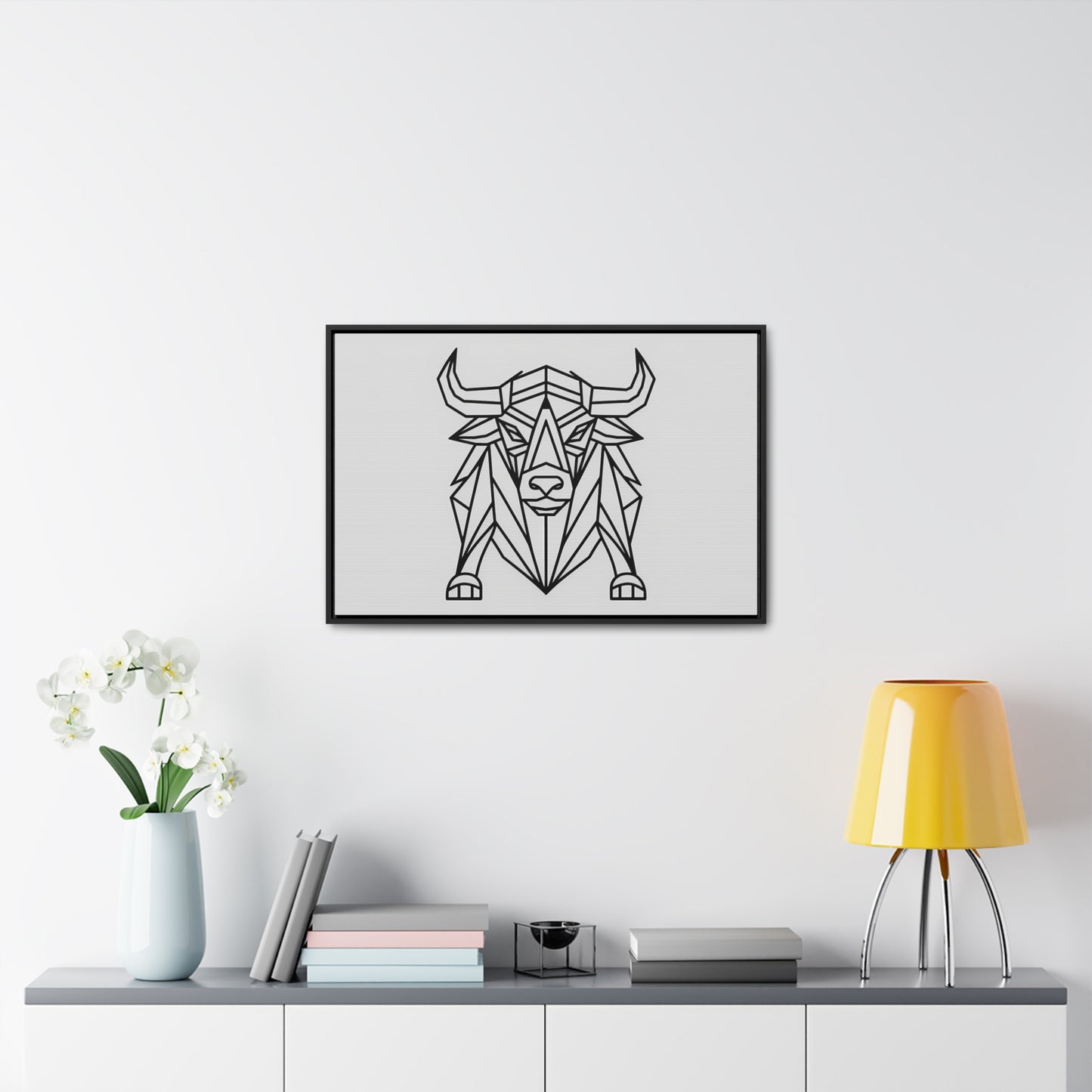 Geometric Bull - Gallery Canvas Wraps, Horizontal Frame