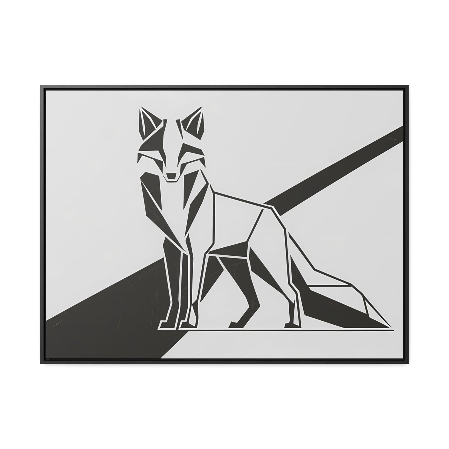 Geometric Fox in Black and White - Gallery Canvas Wraps, Horizontal Frame