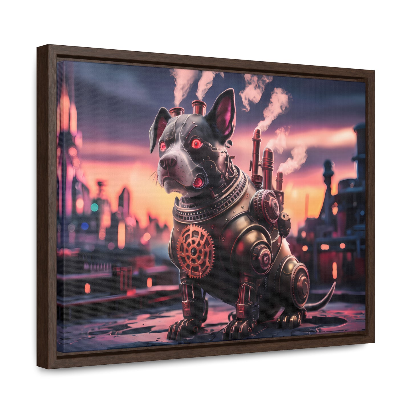 Cyber Canine: Steampunk Sentinel - Gallery Canvas Wraps, Horizontal Frame