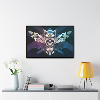 "Geometric Owl of Wisdom" - Gallery Canvas Wraps, Horizontal Frame