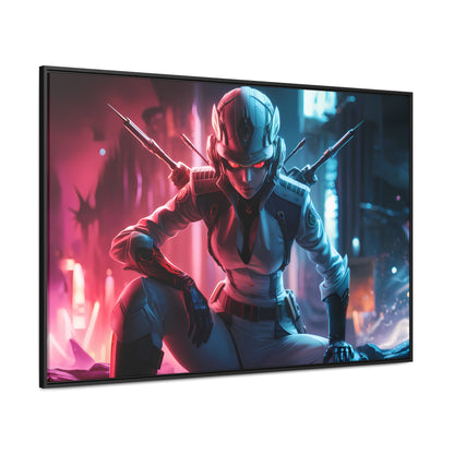 Cybernetic Valkyrie: Neon Enforcer - Gallery Canvas Wraps, Horizontal Frame