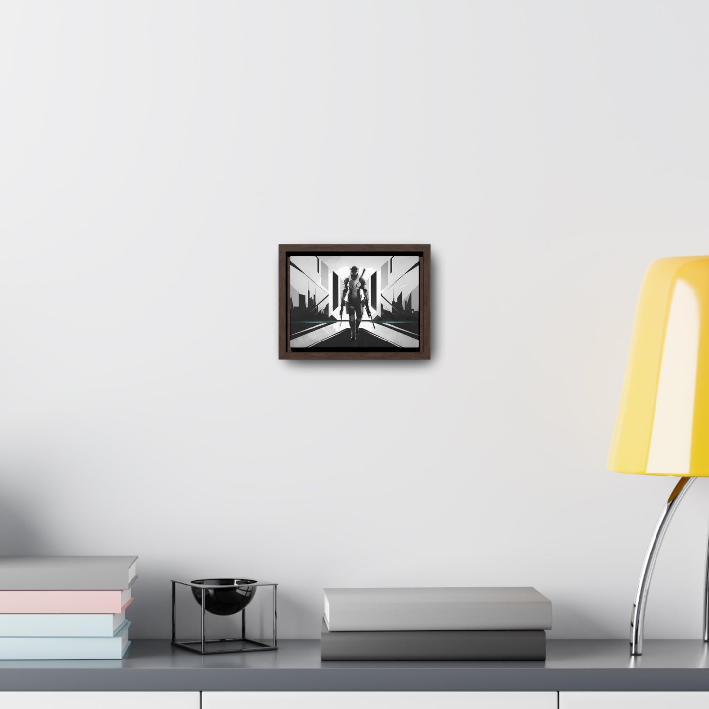 Sentinel of the Neon Metropolis - Gallery Canvas Wraps, Horizontal Frame