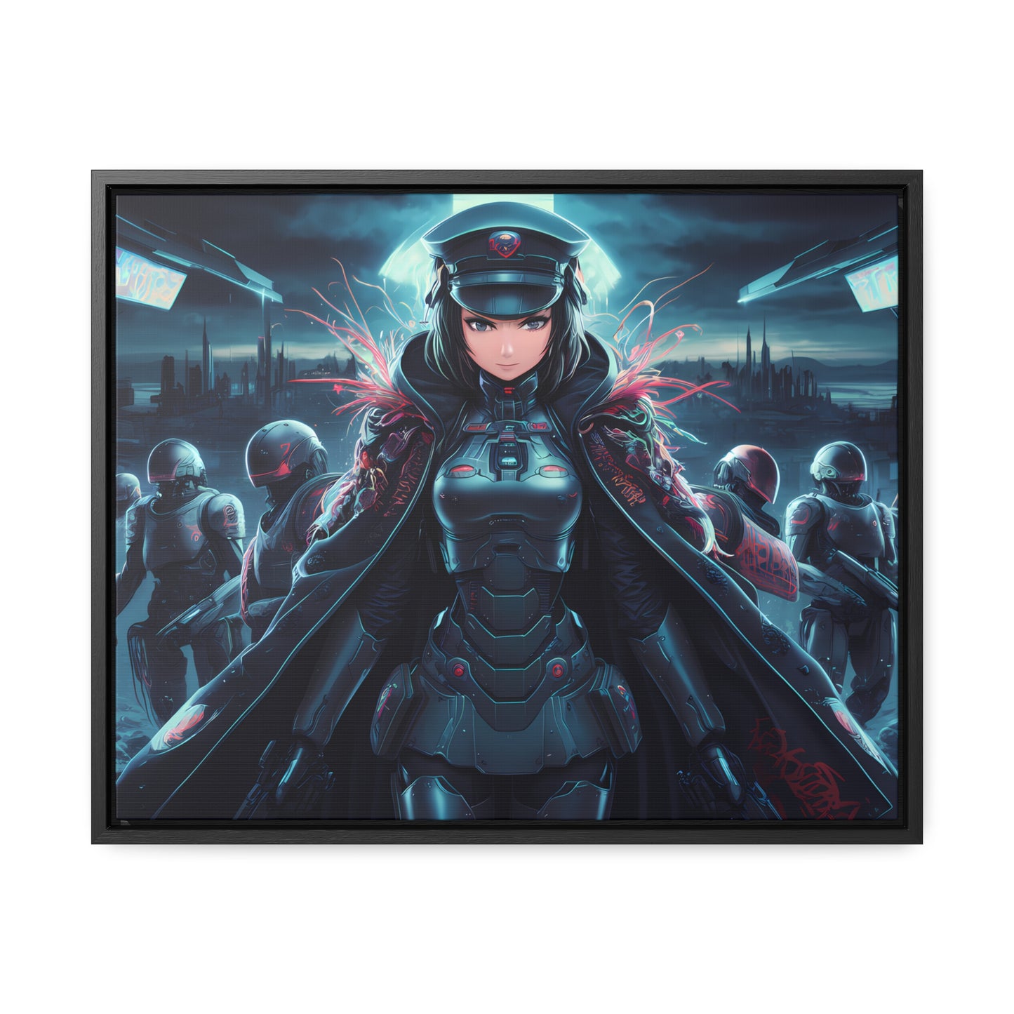 Cybernetic Enforcer: Rise of the Neon Syndicate - Gallery Canvas Wraps, Horizontal Frame