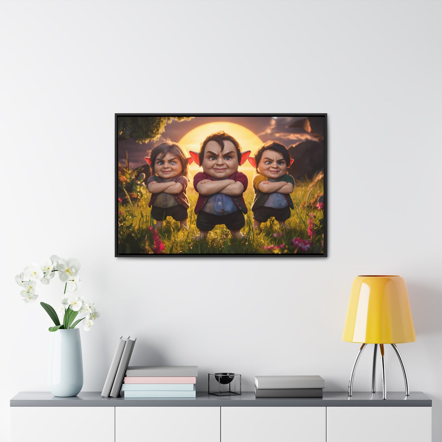 The Mischievous Trio at Sunset - Gallery Canvas Wraps, Horizontal Frame