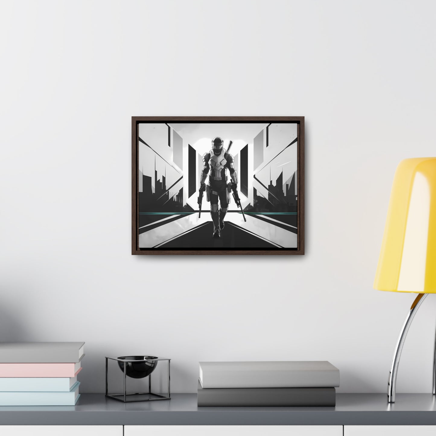 Sentinel of the Neon Metropolis - Gallery Canvas Wraps, Horizontal Frame