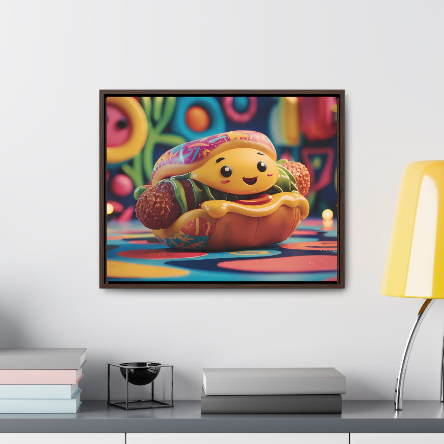 Cheerful Burger Adventure - Gallery Canvas Wraps, Horizontal Frame