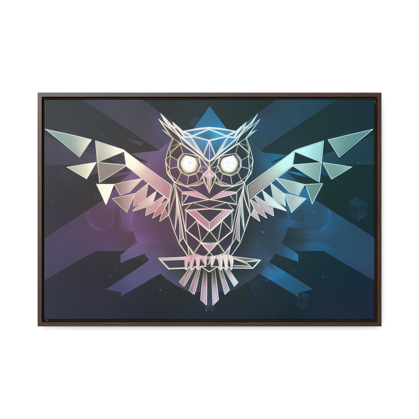 "Geometric Owl of Wisdom" - Gallery Canvas Wraps, Horizontal Frame