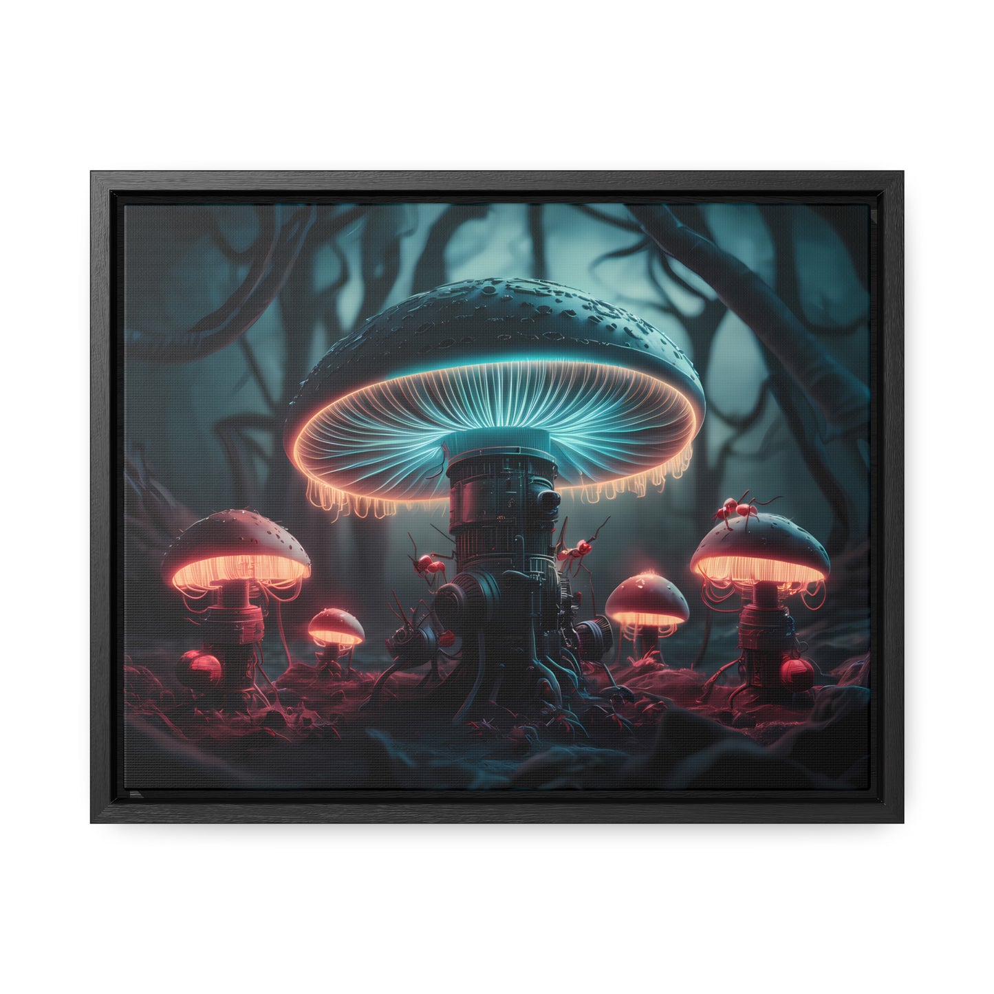 The Bioluminescent Mechanisms of the Neon Forest - Gallery Canvas Wraps, Horizontal Frame