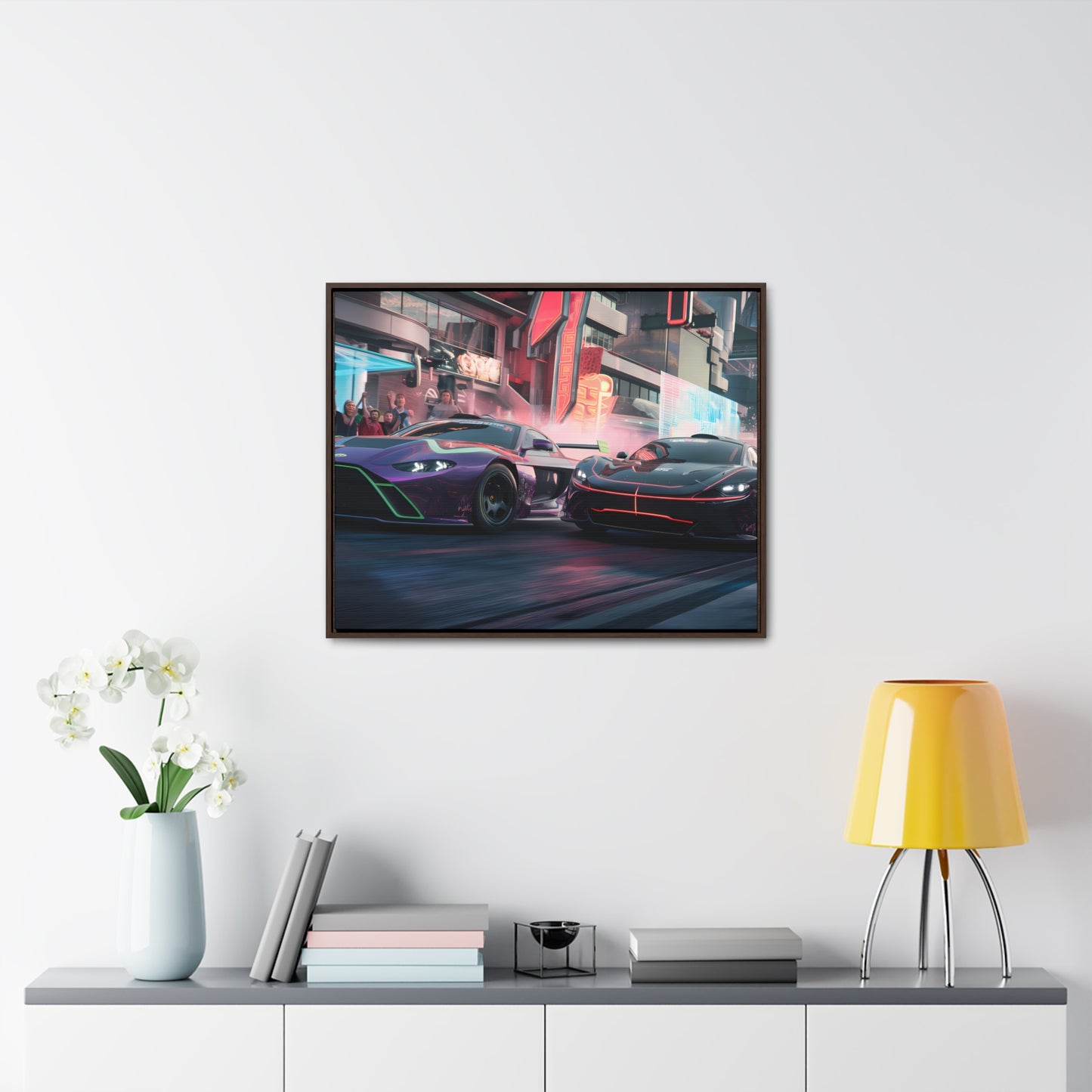 Neon Drift Showdown - Gallery Canvas Wraps, Horizontal Frame