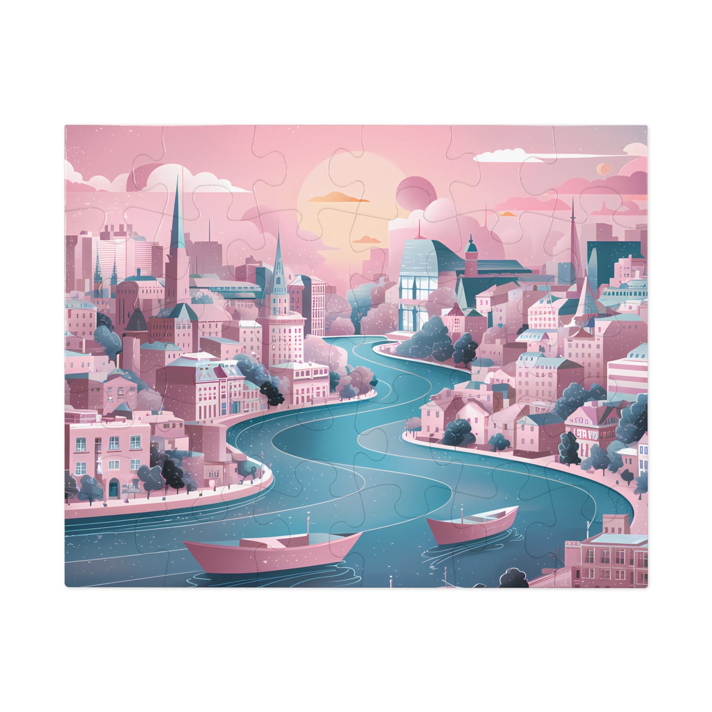 Dreamy Riverside Cityscape - Jigsaw Puzzle (30, 110, 252, 500,1000-Piece)