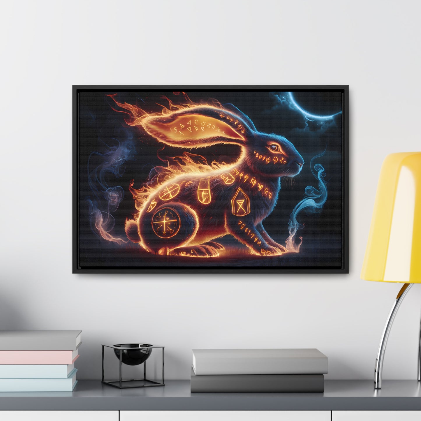 Runic Flame Rabbit - Gallery Canvas Wraps, Horizontal Frame