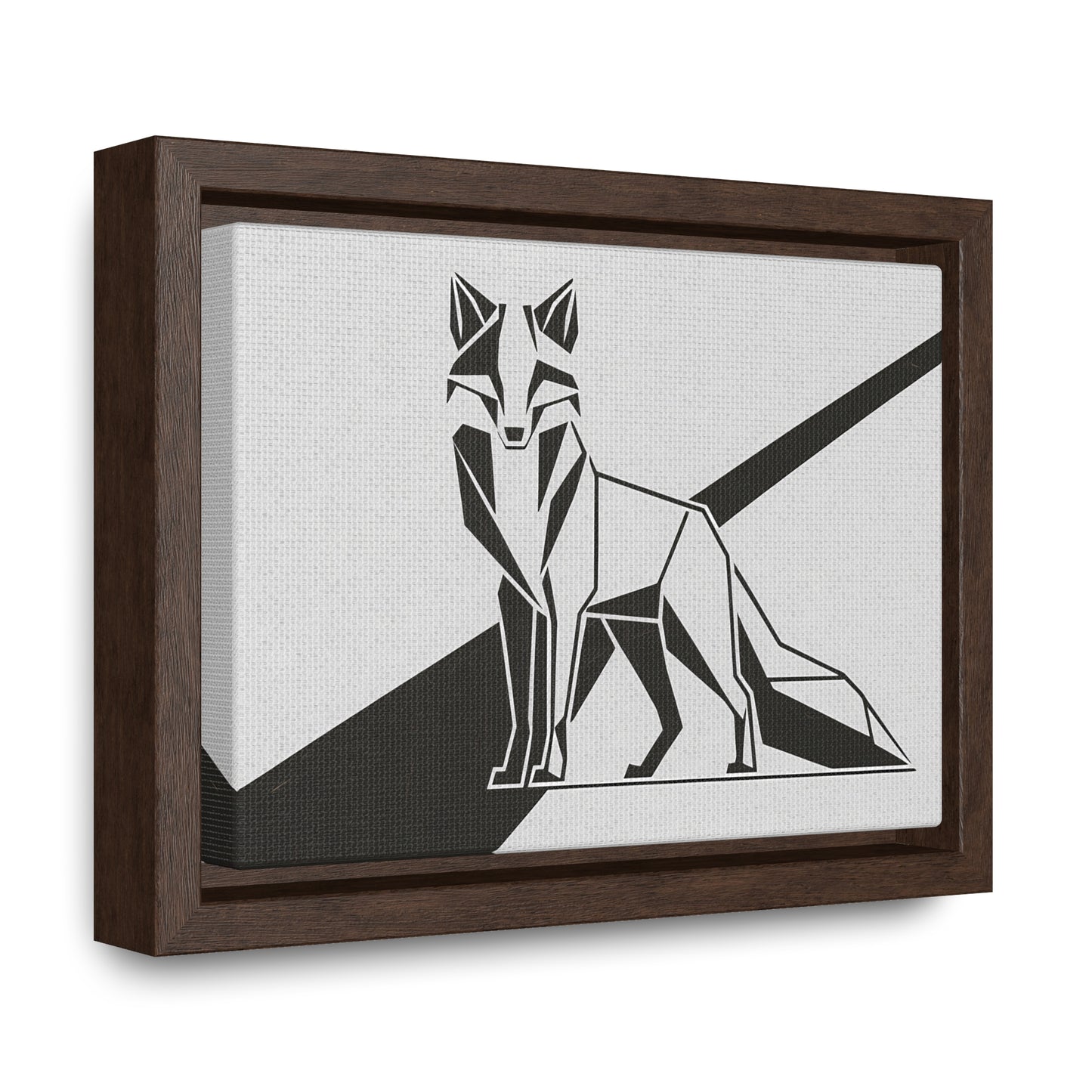 Geometric Fox in Black and White - Gallery Canvas Wraps, Horizontal Frame