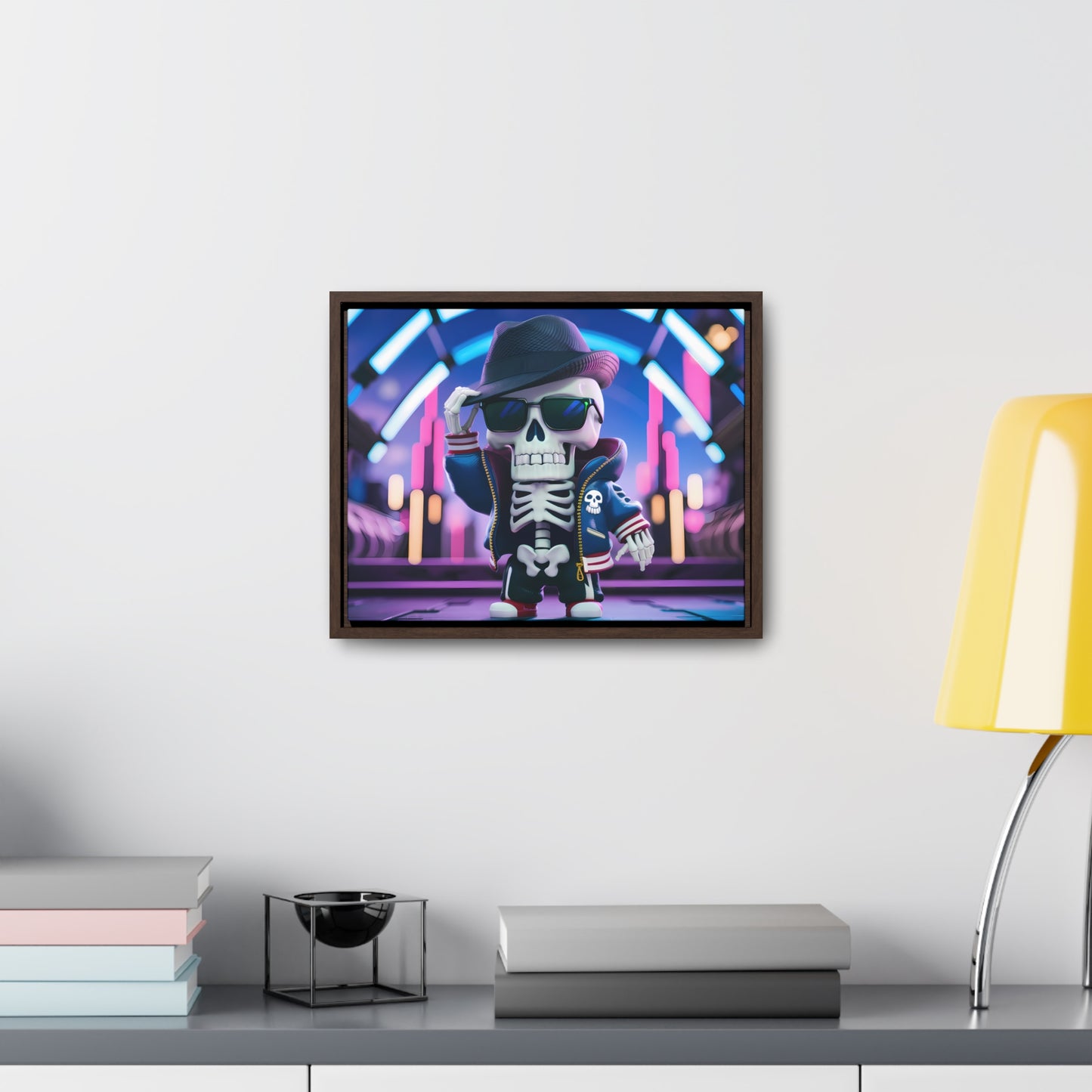 "Neon Skull Groove" - Gallery Canvas Wraps, Horizontal Frame