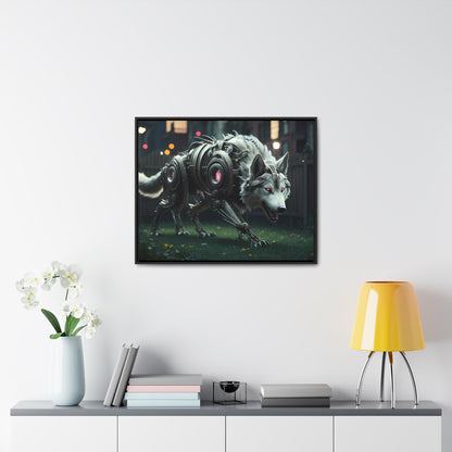 Cyber Wolf Sentinel - Gallery Canvas Wraps, Horizontal Frame