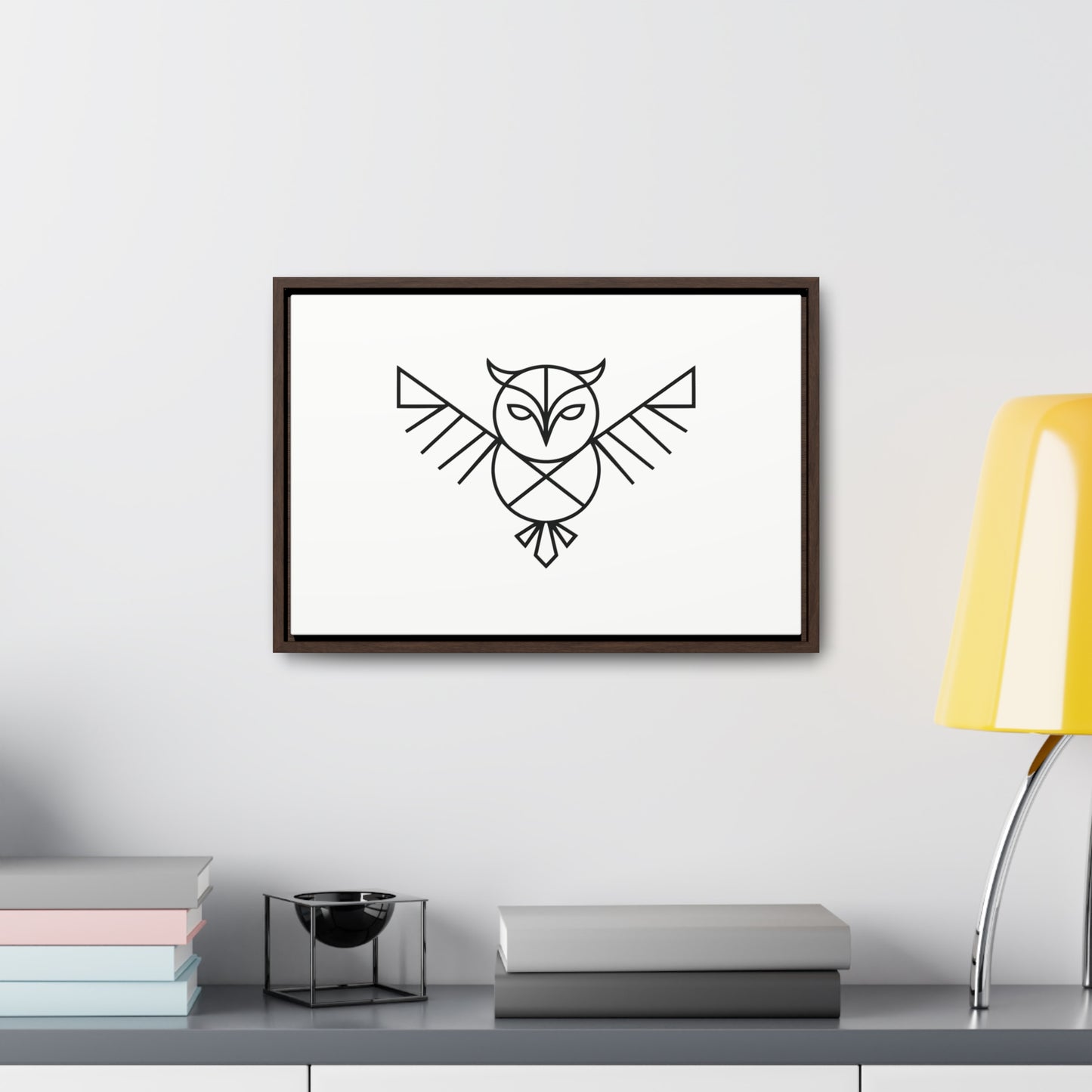 Geometric Owl Symbol - Gallery Canvas Wraps, Horizontal Frame