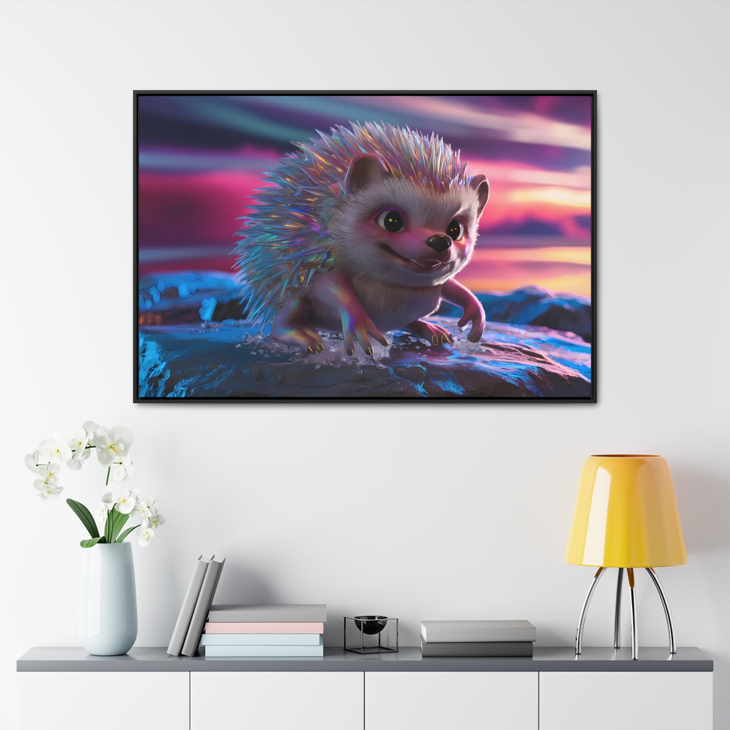 Prismatic Hedgehog at Dusk - Gallery Canvas Wraps, Horizontal Frame