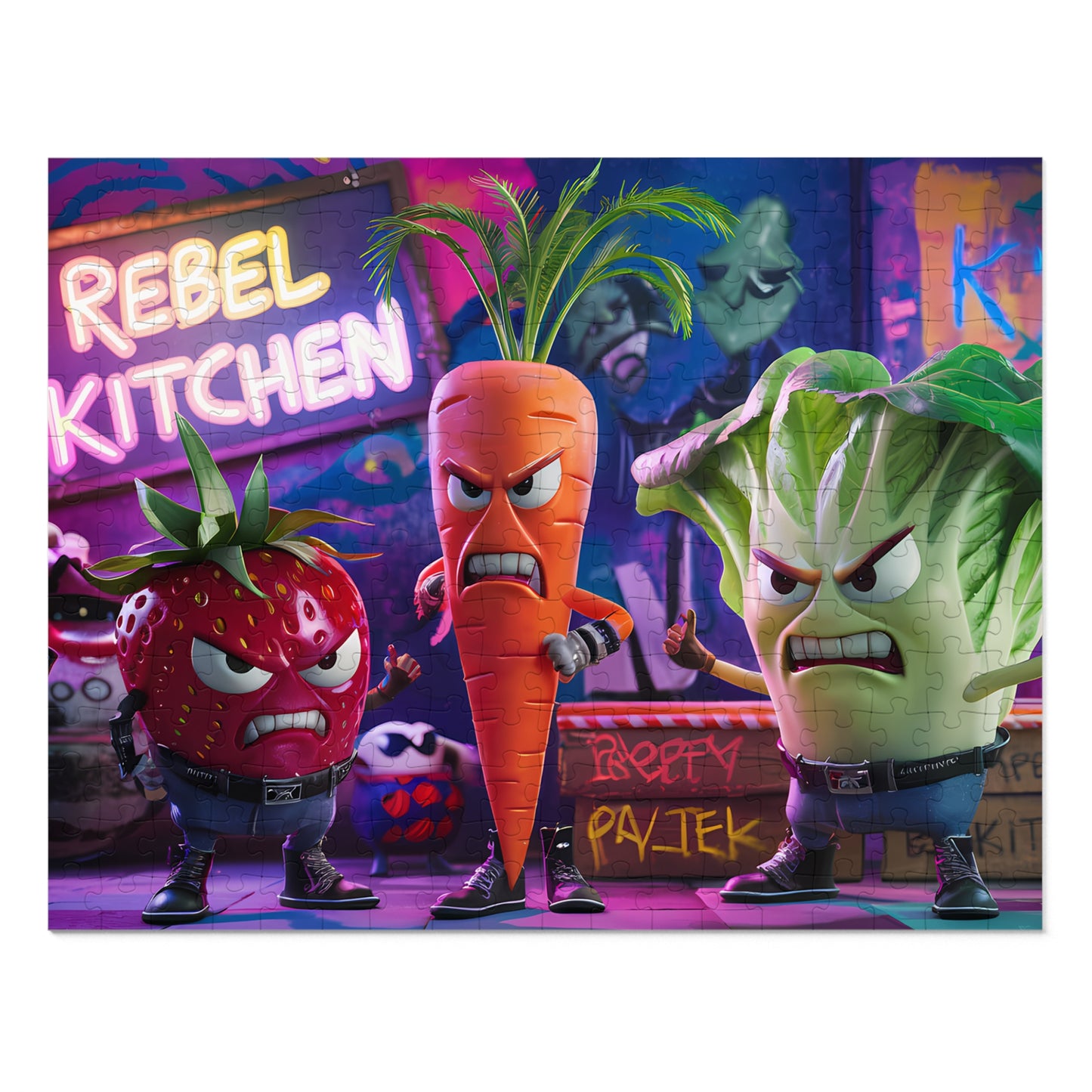 "Veggie Vendetta: Rebel Kitchen" - Jigsaw Puzzle (30, 110, 252, 500,1000-Piece)