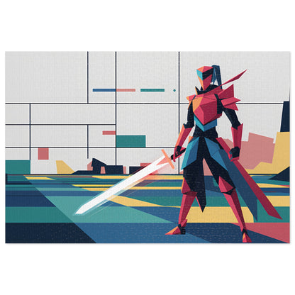 Digital Samurai: Geometric Guardian - Jigsaw Puzzle (30, 110, 252, 500,1000-Piece)