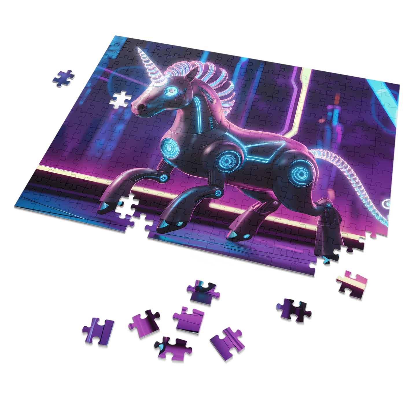 Neon Cyber Unicorn - Jigsaw Puzzle (30, 110, 252, 500,1000-Piece)