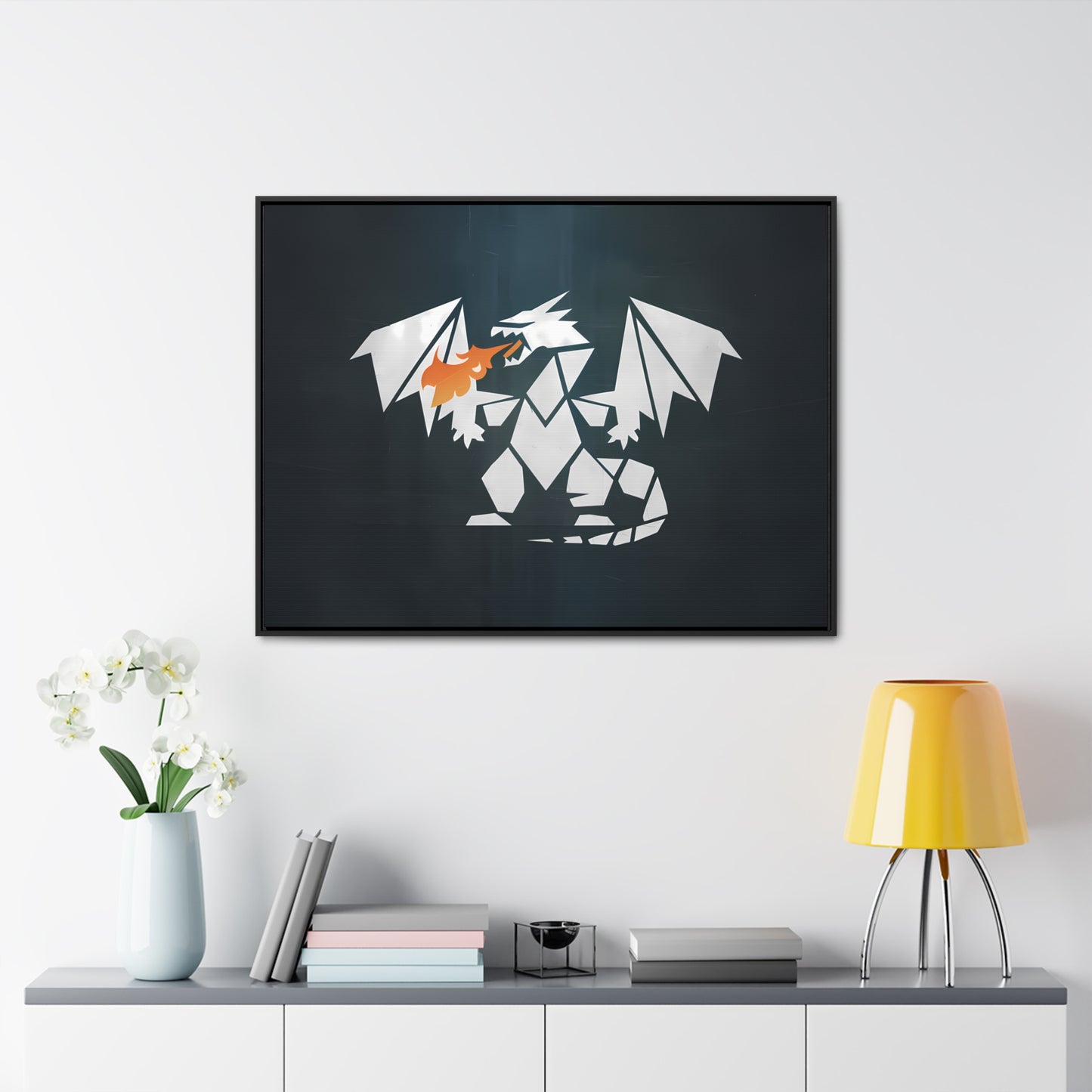 Origami Dragon Flame - Gallery Canvas Wraps, Horizontal Frame