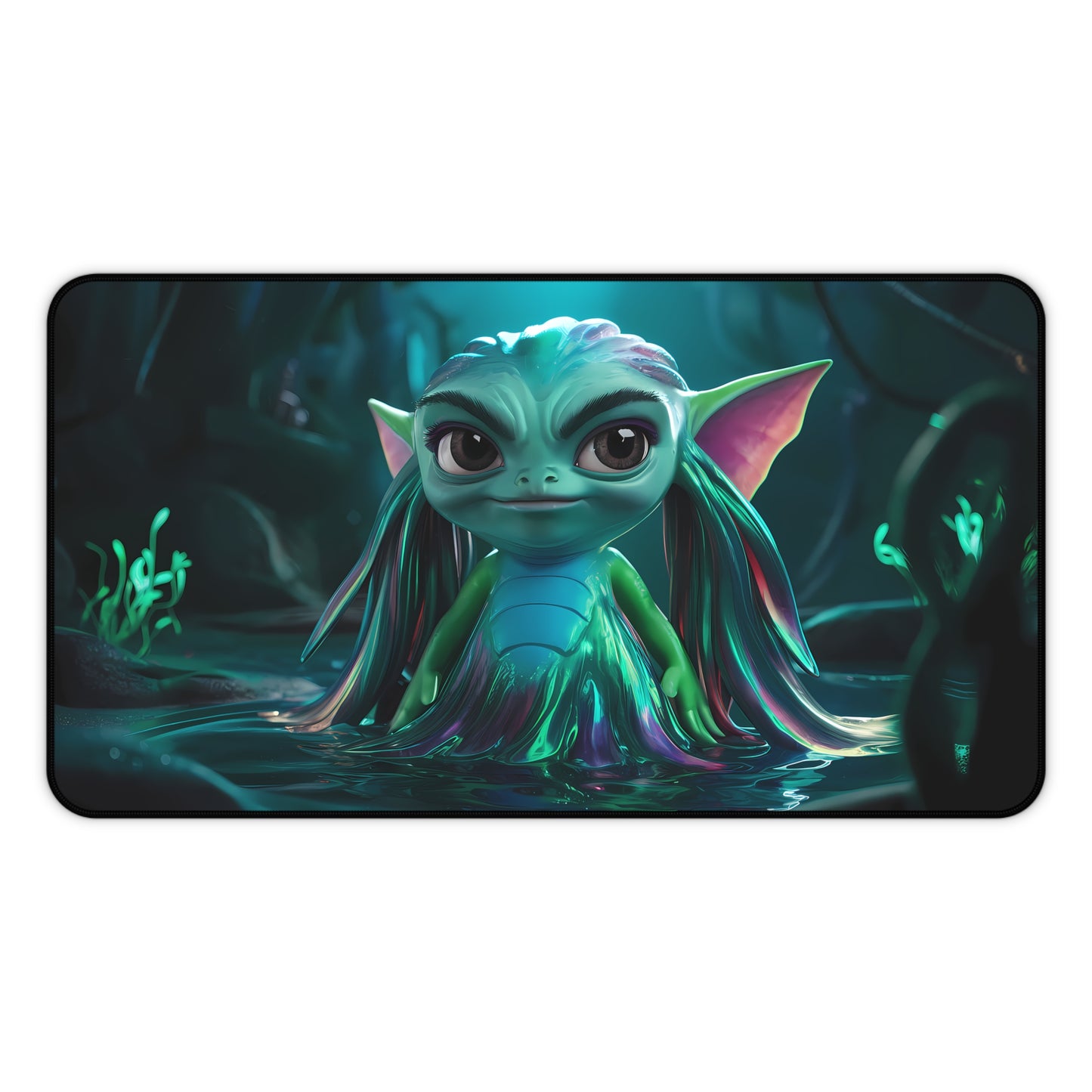 Guardian of the Bioluminescent Depths - Desk Mat