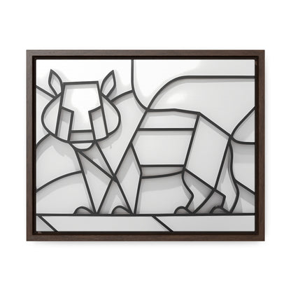 Geometric Rhino in Monochrome - Gallery Canvas Wraps, Horizontal Frame