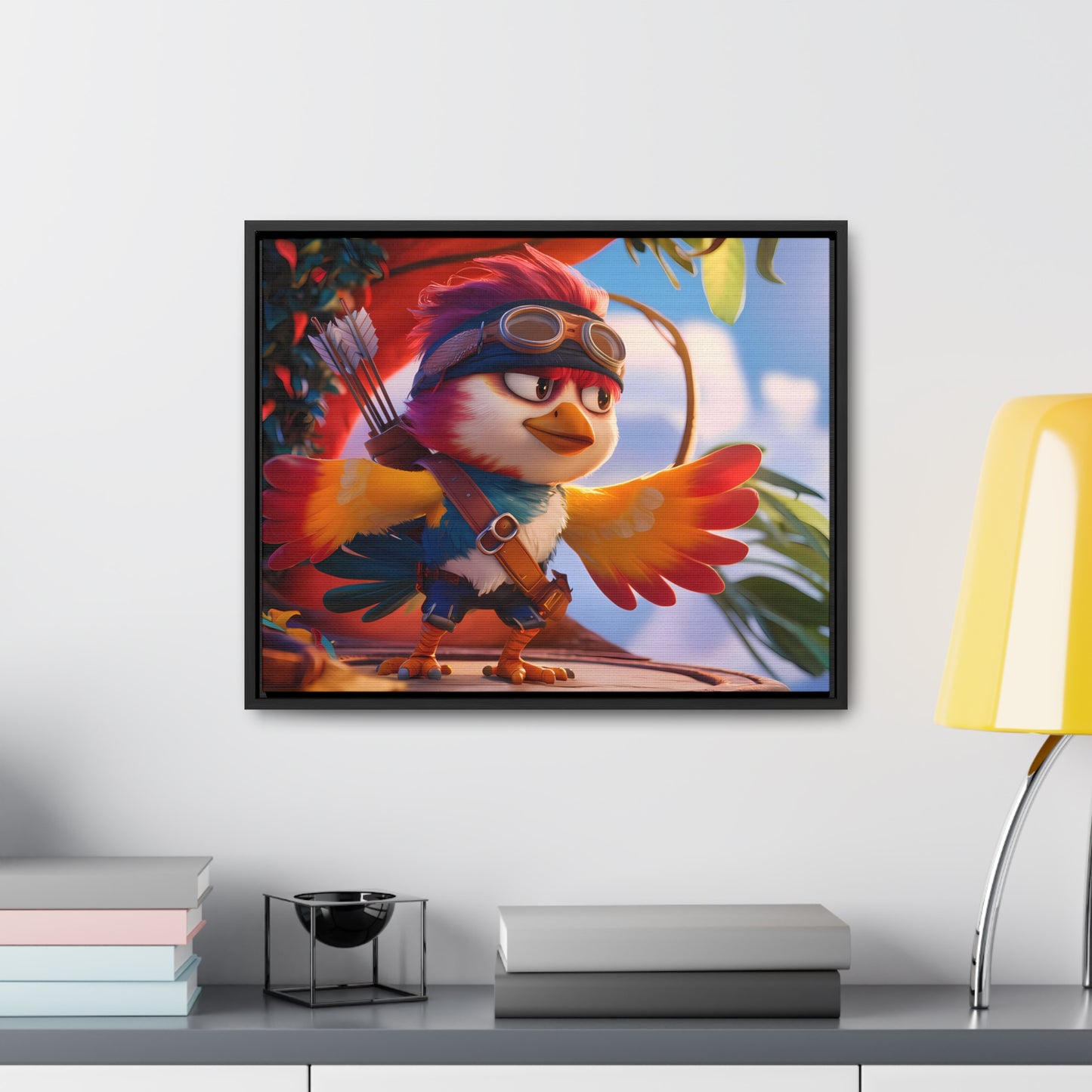 "Feathered Adventurer: The Brave Bird Archer" - Gallery Canvas Wraps, Horizontal Frame