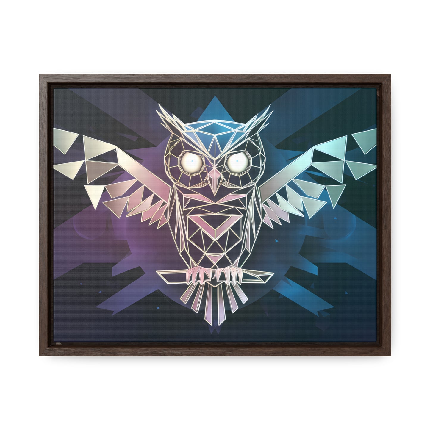 "Geometric Owl of Wisdom" - Gallery Canvas Wraps, Horizontal Frame