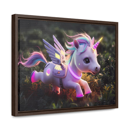 "Cybernetic Unicorn's Twilight Adventure" - Gallery Canvas Wraps, Horizontal Frame