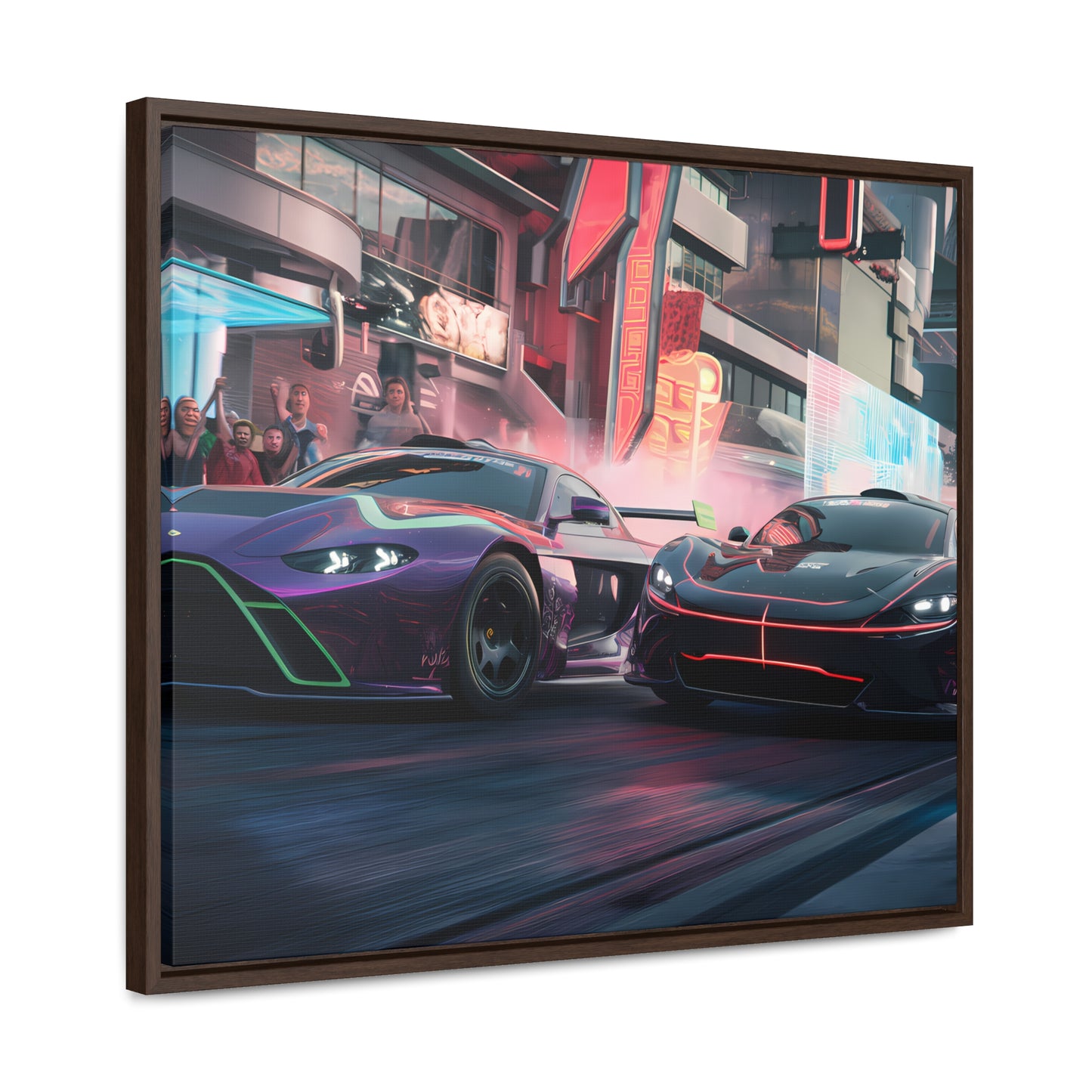 Neon Drift Showdown - Gallery Canvas Wraps, Horizontal Frame