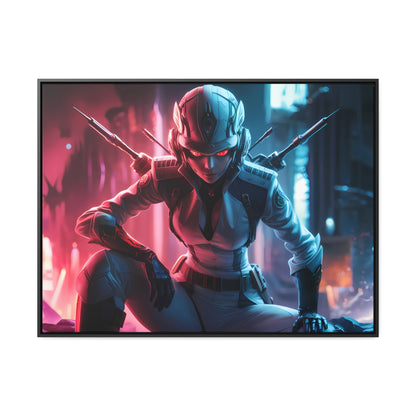 Cybernetic Valkyrie: Neon Enforcer - Gallery Canvas Wraps, Horizontal Frame