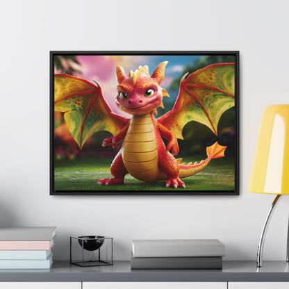 "Playful Baby Dragon in a Magical Forest" - Gallery Canvas Wraps, Horizontal Frame