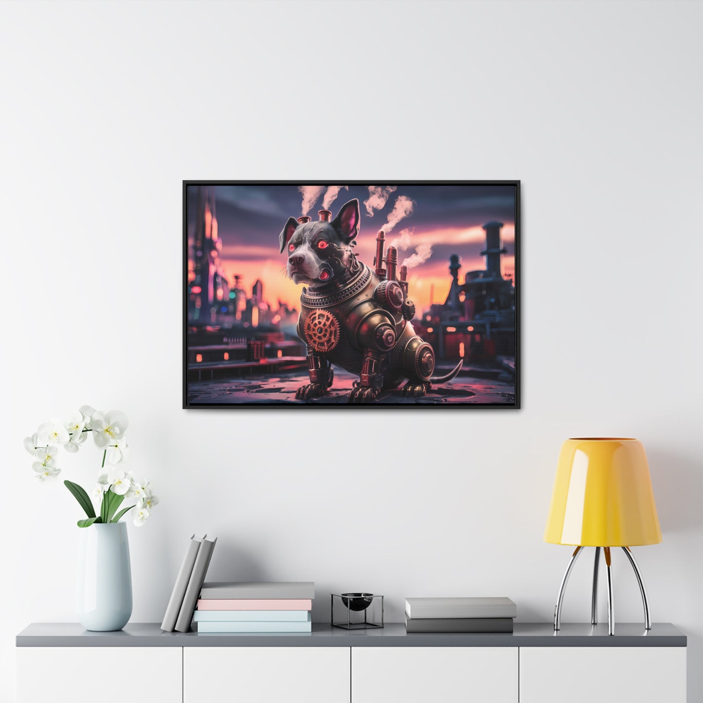 Cyber Canine: Steampunk Sentinel - Gallery Canvas Wraps, Horizontal Frame